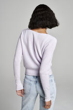 Fine rib knit cashmere V-neck cardigan image number 3