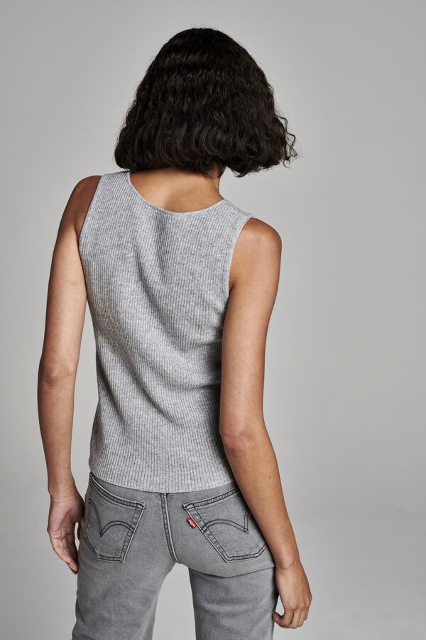 Cashmere tank top met fijngebreid ribpatroon image number 4