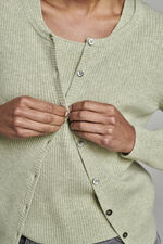Fine rib knit cashmere round neck cardigan image number 2