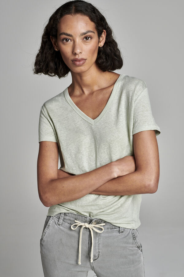 Relaxed fit linnen V-hals T-shirt