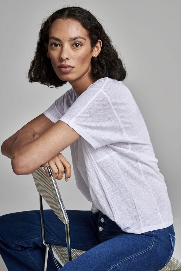 Linen T-shirt with side panel details image number 0