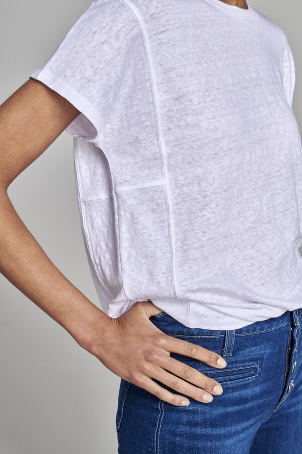 Linnen T-shirt met details opzij image number 2