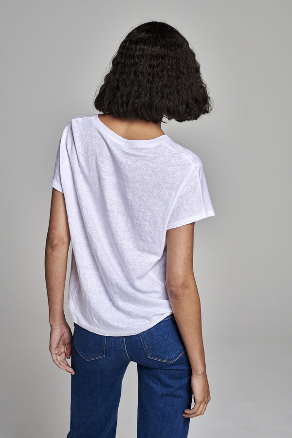 Linnen T-shirt met details opzij image number 4