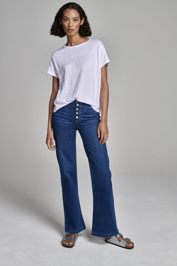 Linnen T-shirt met details opzij image number 5