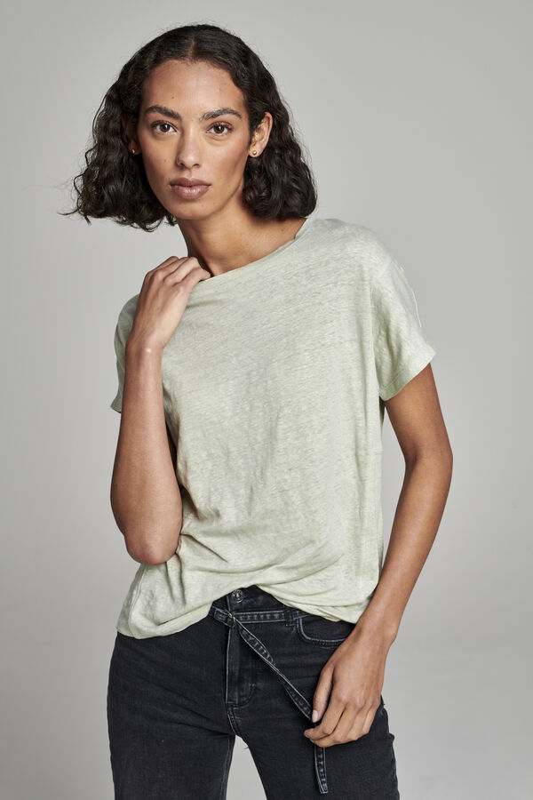 Linen T-shirt with side panel details image number 0