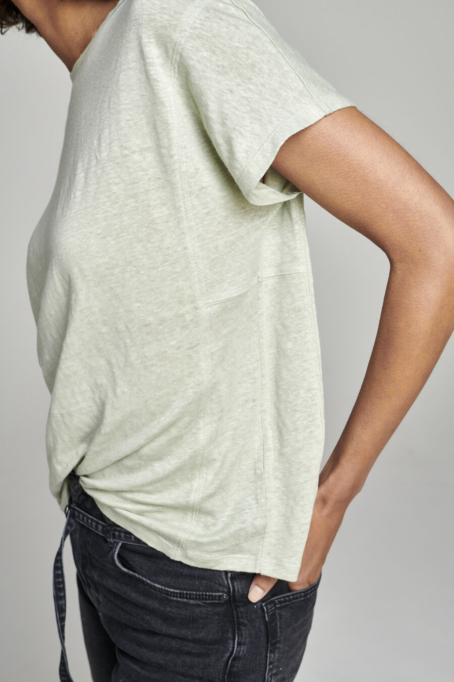 Linnen T-shirt met details opzij image number 2