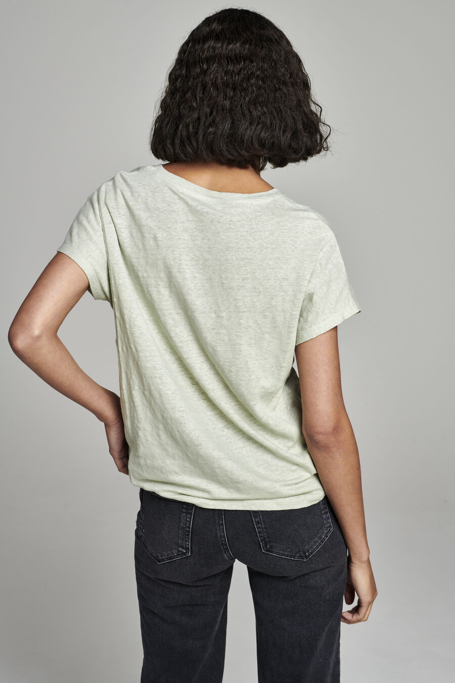 Linnen T-shirt met details opzij image number 3