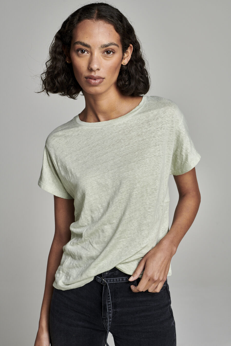 Linnen T-shirt met details opzij image number 4