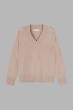 Diepe V-hals trui van biologisch cashmere image number 2
