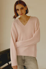 Diepe V-hals trui van biologisch cashmere image number 1