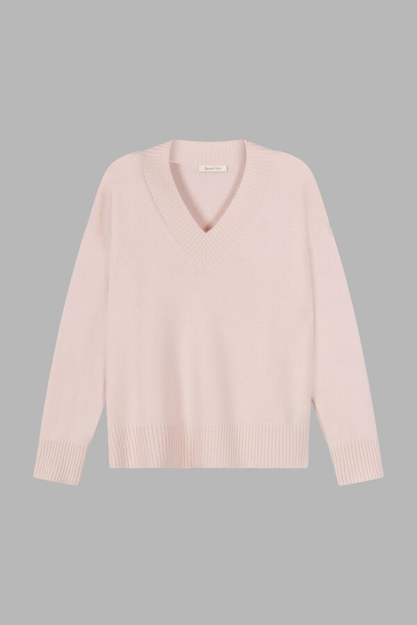 Deep V-neck organic cashmere sweater image number 2