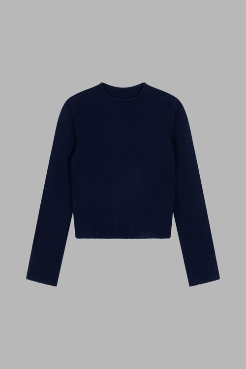 Chunky knit cashmere trui met hoge kraag