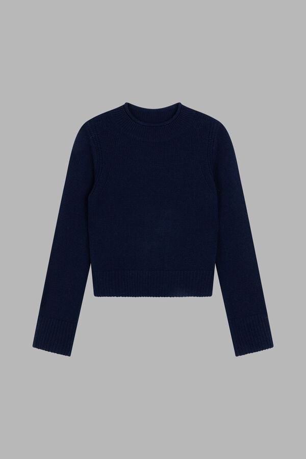 Chunky knit cashmere trui met hoge kraag