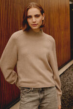 Puff sleeve stand collar cashmere sweater image number 0