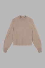 Puff sleeve stand collar cashmere sweater image number 2
