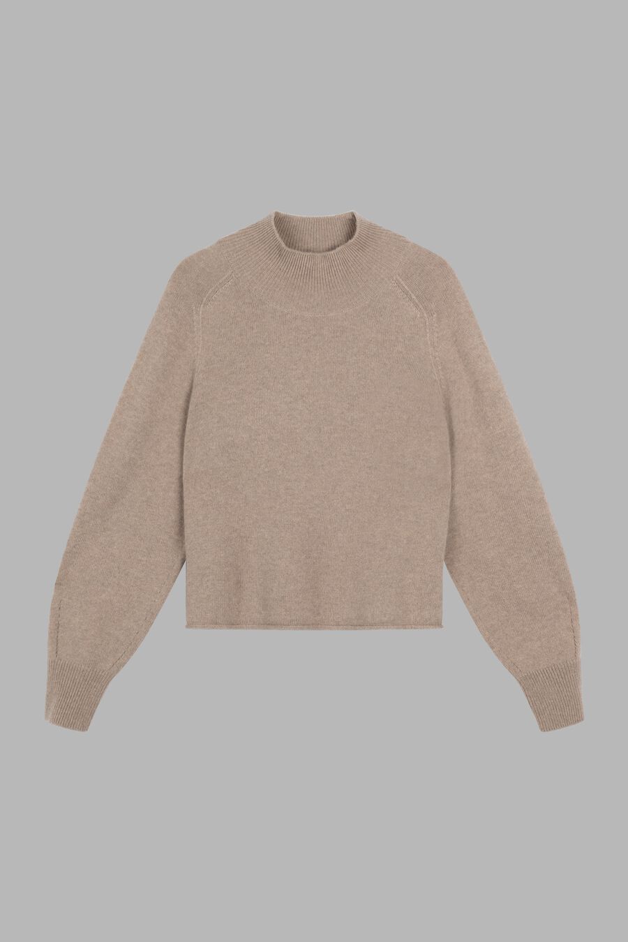 Puff sleeve stand collar cashmere sweater image number 2
