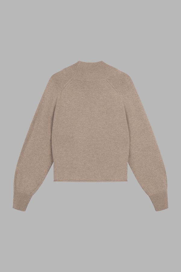 Pull en cachemire à manches bouffantes et col montant image number 3