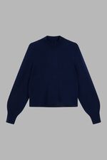 Puff sleeve stand collar cashmere sweater image number 0