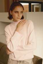 Wide sleeve stand collar cashmere sweater image number 5