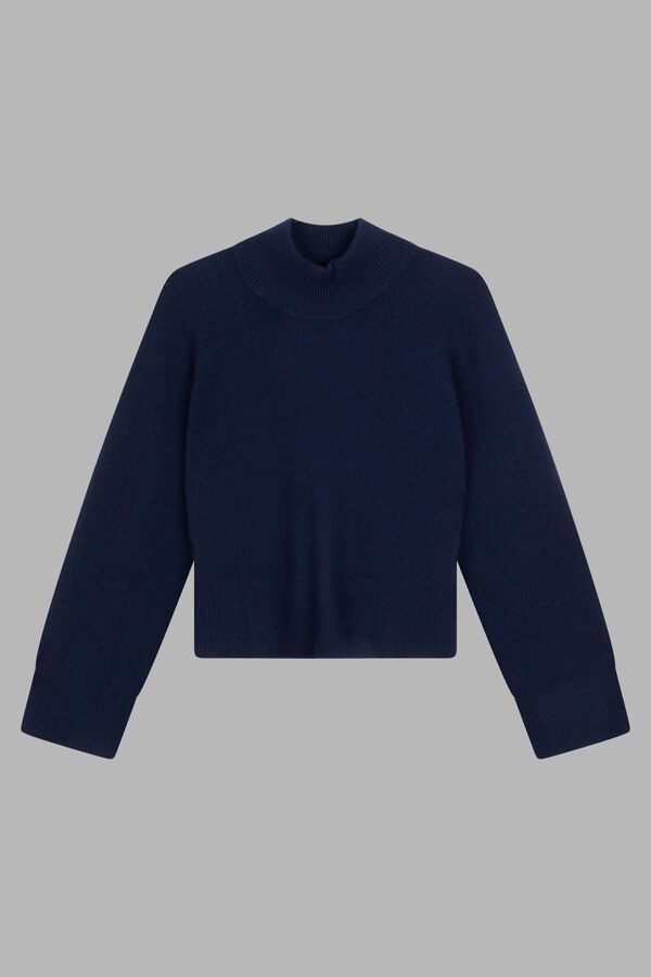 Wide sleeve stand collar cashmere sweater image number 0