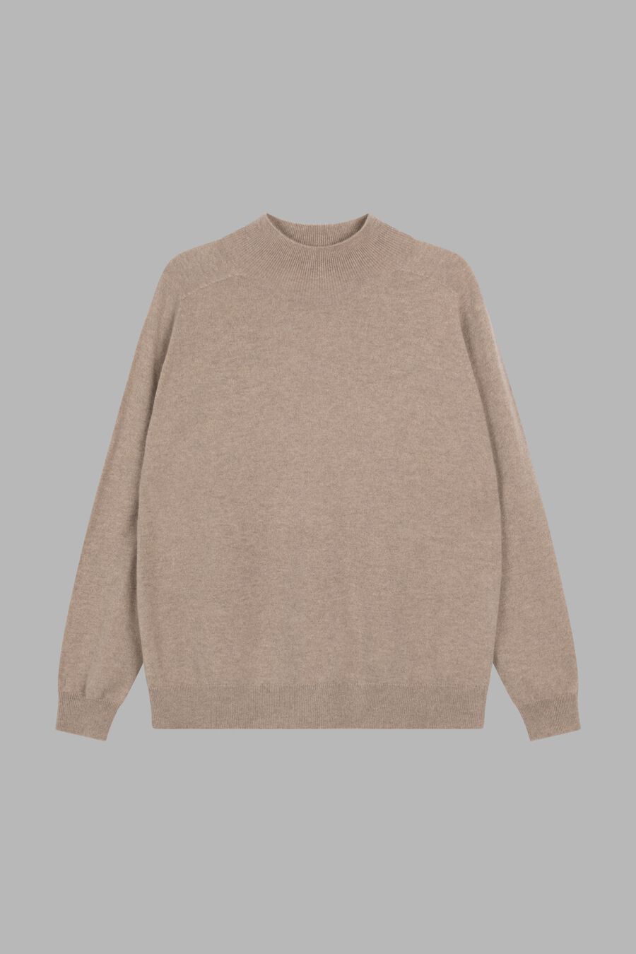 Nahtloser gestrickter Stehkragenpullover mit hohem Kragen aus Bio-Kaschmir image number 2