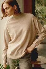 Nahtloser gestrickter Stehkragenpullover mit hohem Kragen aus Bio-Kaschmir image number 1
