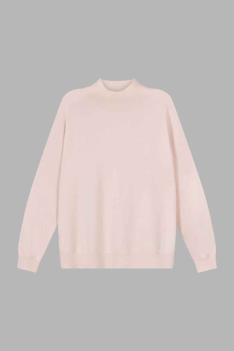 Nahtloser gestrickter Stehkragenpullover mit hohem Kragen aus Bio-Kaschmir image number 2