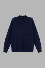 Nahtloser gestrickter Stehkragenpullover mit hohem Kragen aus Bio-Kaschmir image number 0