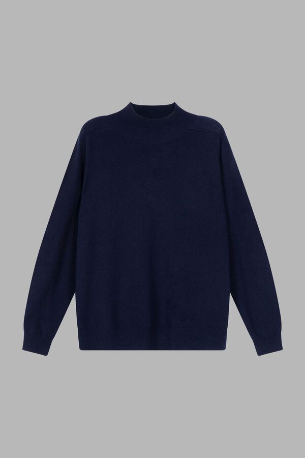 Naadloos gebreide cashmere trui met opstaande kraag image number 0