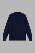 Nahtloser gestrickter Stehkragenpullover mit hohem Kragen aus Bio-Kaschmir image number 1