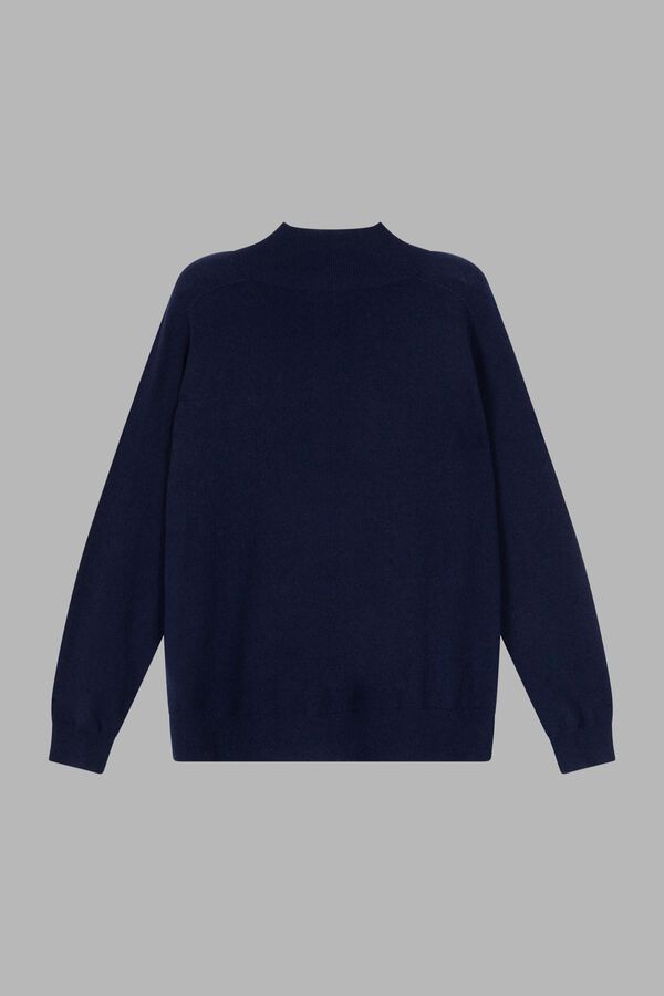 Naadloos gebreide cashmere trui met opstaande kraag