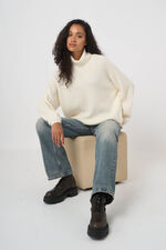 Oversized ribgebreide coltrui  van biologische cashmere image number 0