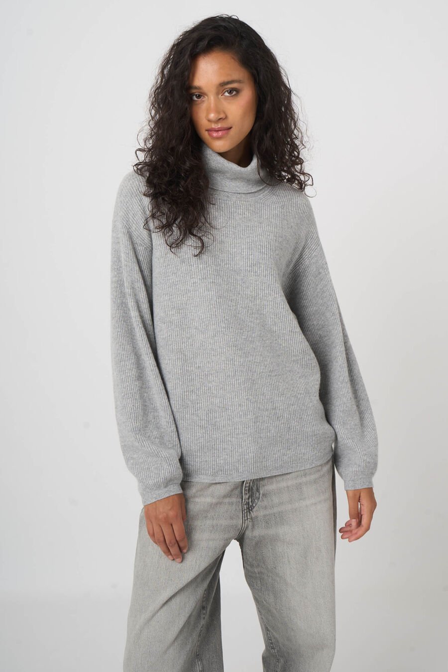 Oversized ribgebreide coltrui  van biologische cashmere image number 3