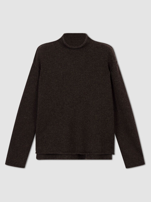 Pure cashmere sweater with stand collar