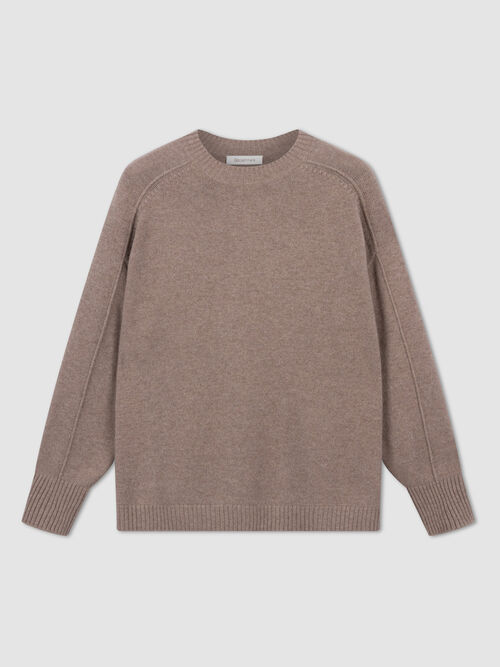 Casual organic cashmere sweater with round neck