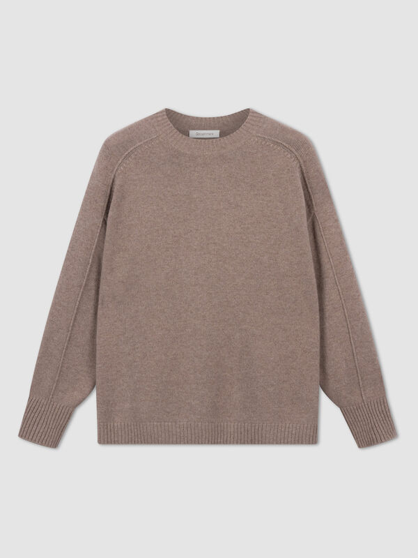 Relaxed fit trui van organisch kasjmier, ronde hals