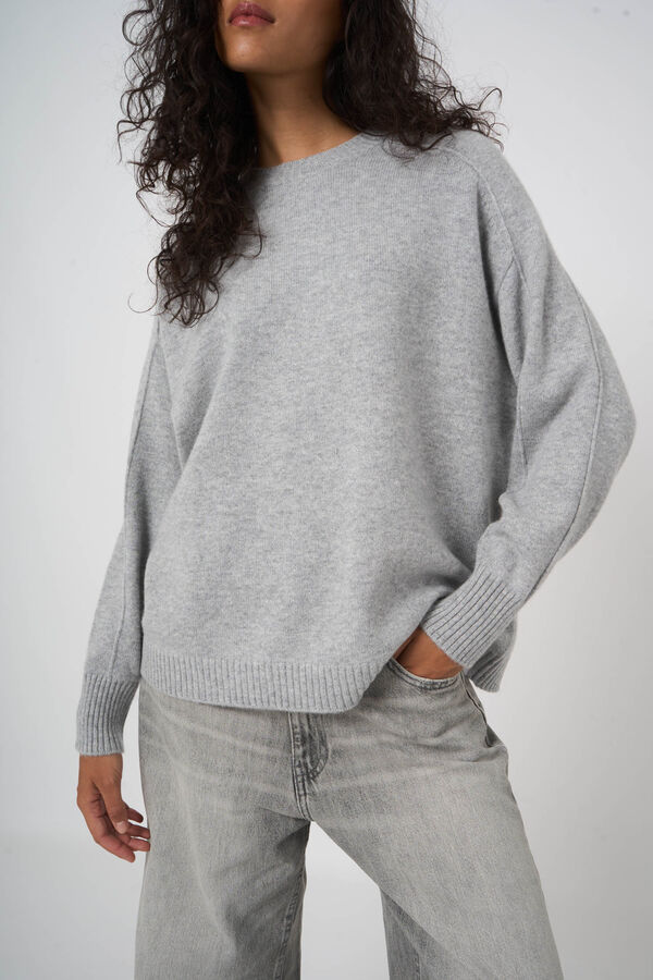 Casual Organic Cashmere Sweater With Round Neck