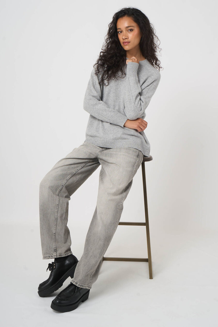 Casual Organic Cashmere Sweater With Round Neck image number 5
