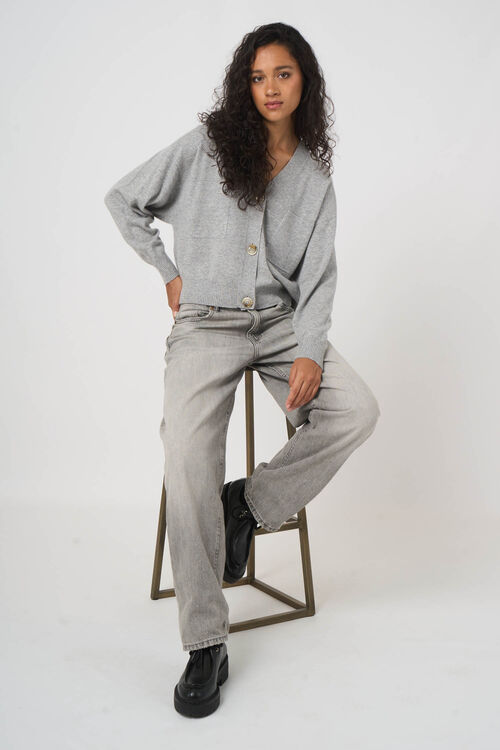 Seamless v-hals vest van organisch kasjmier