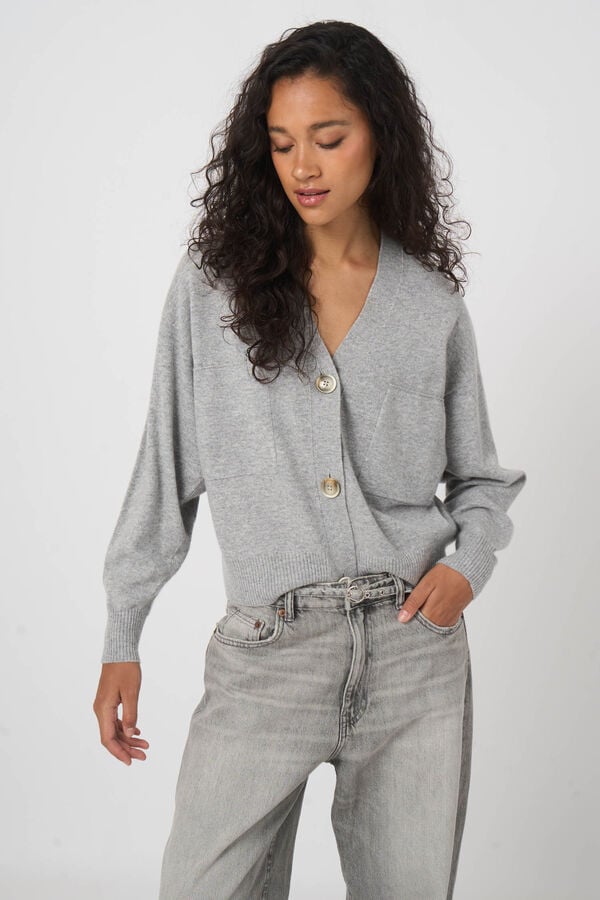 Cardigan col v sans couture en cachemire biologique image number 2