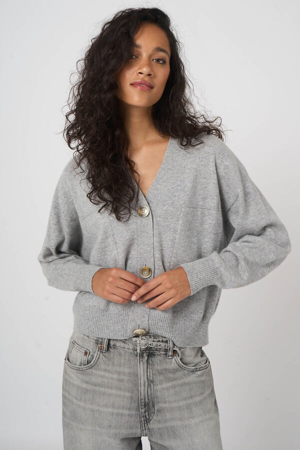 Cardigan col v sans couture en cachemire biologique image number 4