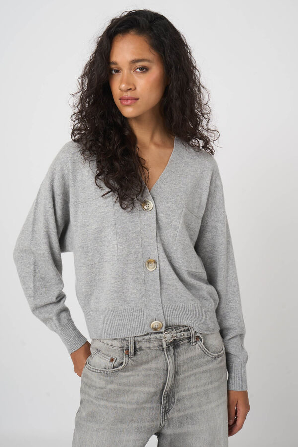 Cardigan col v sans couture en cachemire biologique image number 5
