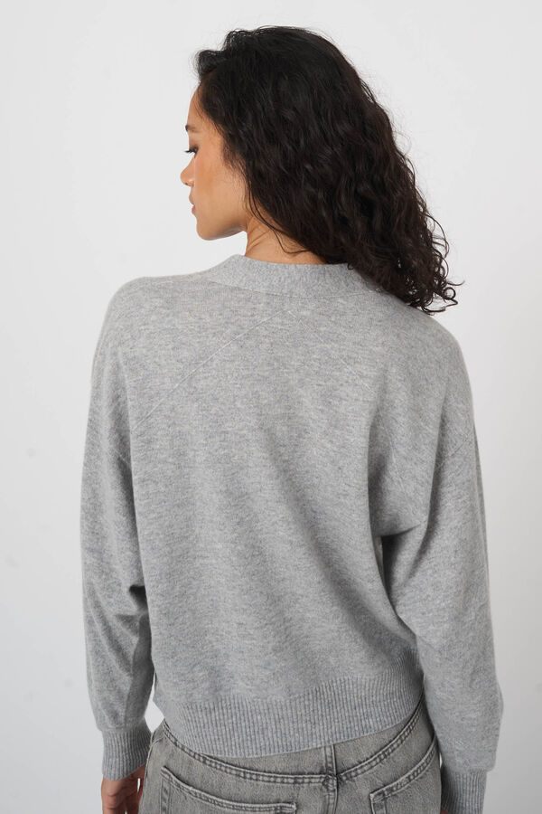 Cardigan col v sans couture en cachemire biologique image number 6
