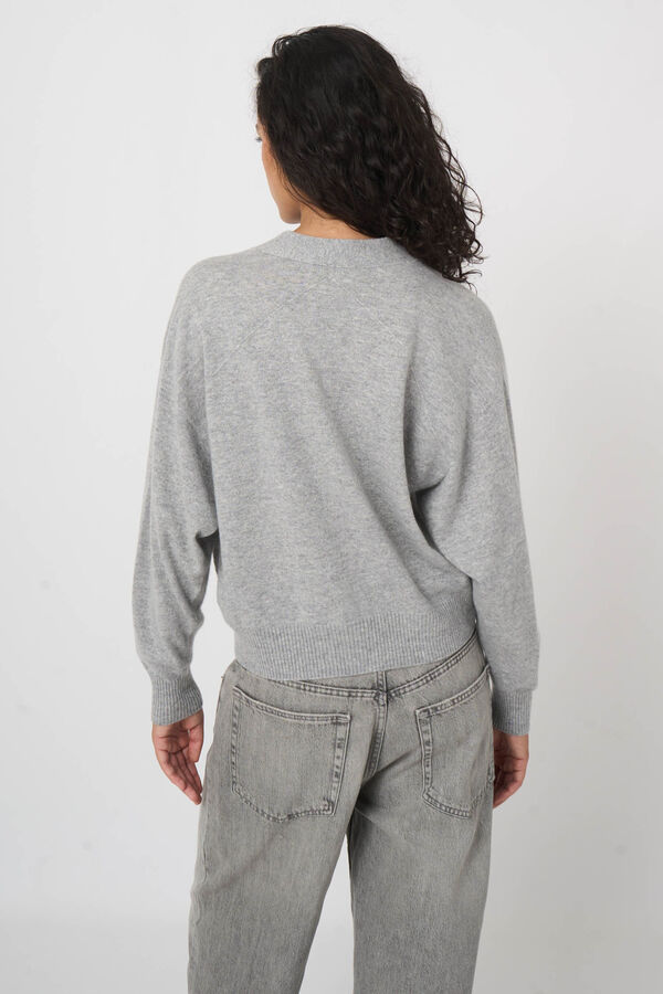 Cardigan col v sans couture en cachemire biologique image number 8