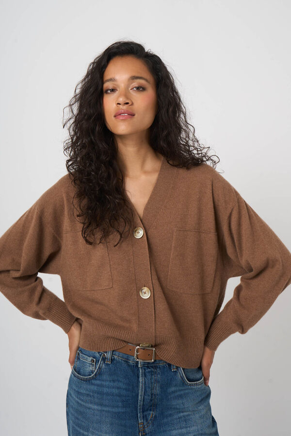 Nahtloser V-Neck-Cardigan aus Bio-Kaschmir image number 3