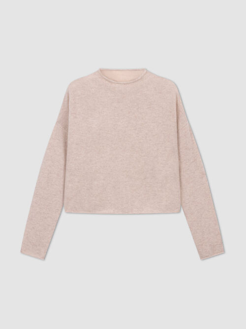 Cropped Kaschmirpullover mit Stehkragen