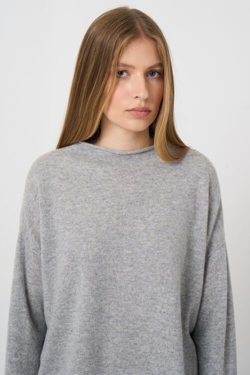 Cropped Kaschmirpullover mit Stehkragen