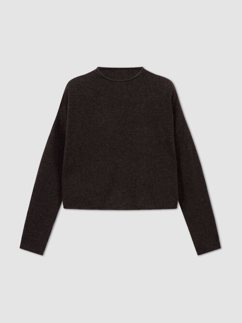 Cropped Kaschmirpullover mit Stehkragen