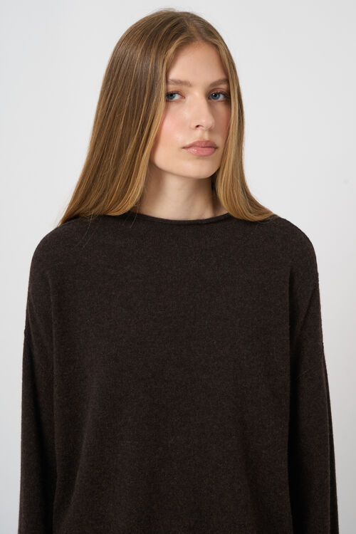 Cropped Kaschmirpullover mit Stehkragen