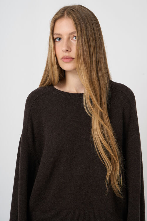 Boxy Kaschmirpullover mit Rundhalsausschnitt
